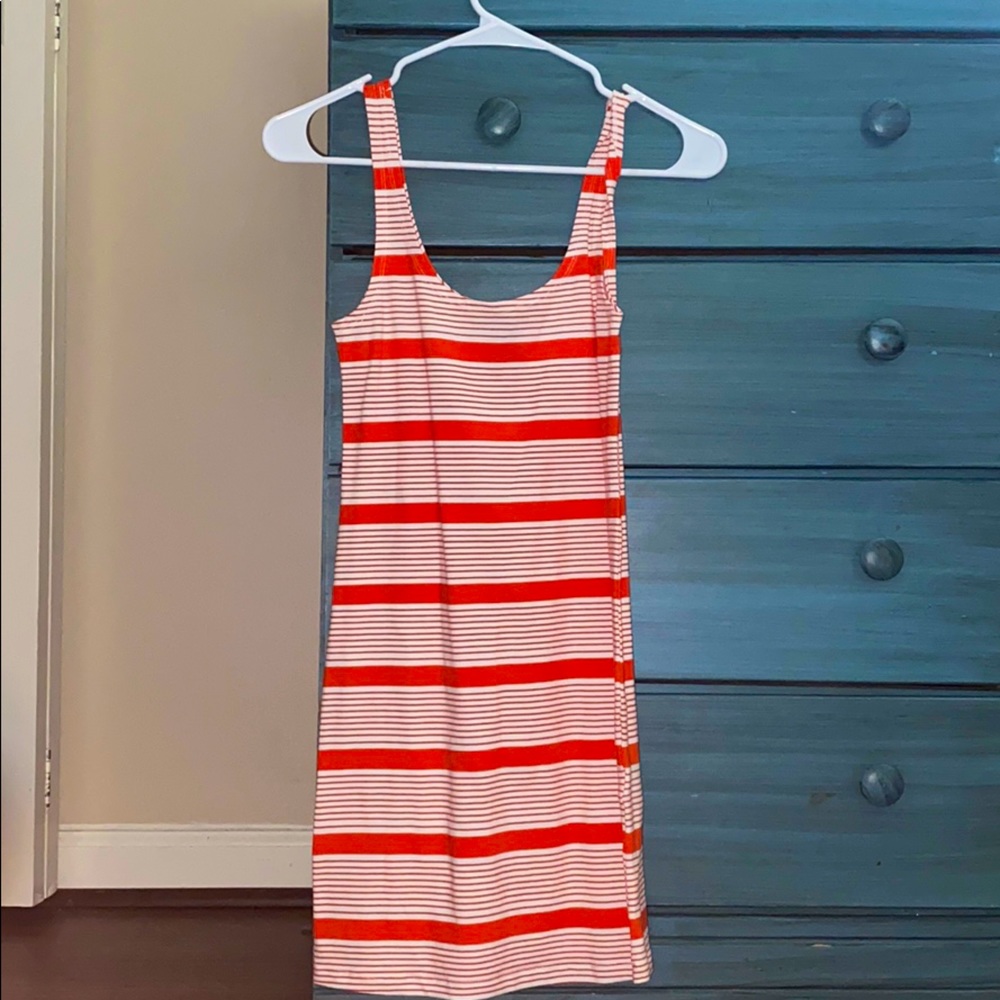 Red and white mini dress